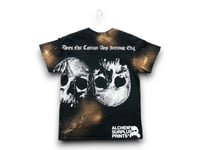 Image 2 of Skull Upcycled Reworked Screen Print bleached black T-Shirt 