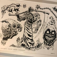 Image 2 of Kyle Hotz 2005 blackwork reaper flash sheet 