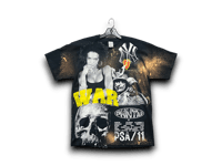 Image 1 of Lauren Hill Sade war graffiti Skull NY Upcycled Reworked Screen Print bleached black T-Shirt 