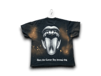 Image 2 of Lauren Hill war Skull Upcycled Reworked Screen Print bleached black pocket T-Shirt 
