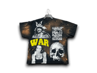 Image 1 of Lauren Hill war Skull Upcycled Reworked Screen Print bleached black pocket T-Shirt 