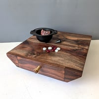 Image 1 of Desktop Altar - Walnut with Lignum Vitae and Brass knob.