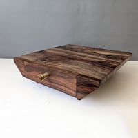 Image 3 of Desktop Altar - Walnut with Lignum Vitae and Brass knob.