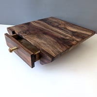 Image 4 of Desktop Altar - Walnut with Lignum Vitae and Brass knob.