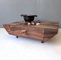 Image 2 of Desktop Altar - Walnut with Lignum Vitae and Brass knob.