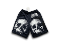 Image 1 of Champion Skull Upcycled Reworked custom Screen Print navy blue gym shorts 