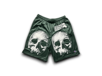 Image 1 of Champion Skull Upcycled Reworked custom Screen Print green gym shorts 