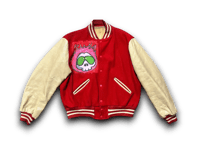 Image 2 of 100% Leather/Wool Custom Painted Upcycled Reworked letterman Jacket 