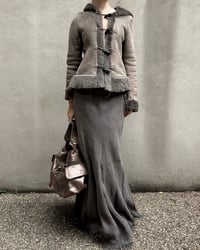 Image 3 of GREY LEATHER AND SHEARLING TOGGLE JACKET
