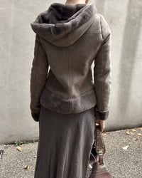 Image 4 of GREY LEATHER AND SHEARLING TOGGLE JACKET