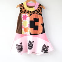 Image 1 of Persian cat three 3T 3 3rd third birthday bday party prints dress sleeveless tank twirl