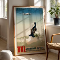 Image 1 of Norway By Airway – DNL Norwegian Air Lines Vintage Travel Poster