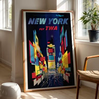 Image 1 of Fly TWA New York Vintage Travel Poster