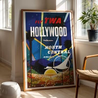 Image 1 of Fly TWA Hollywood Vintage Travel Poster