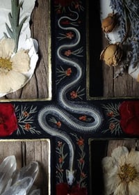 Image 5 of Snake Skeleton and Red Floral Wall Cross