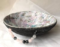 Image 1 of OOAK Paper Mache Bowl with Quartz Handles | Organic Modern Decor