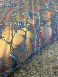 Image 6 of One-of-a-kind hand marbled paper  - 'Metallic Copper Ripple'