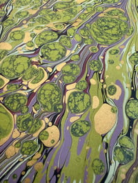 Image 4 of One-of-a-kind hand marbled paper  - 'Marshland' 