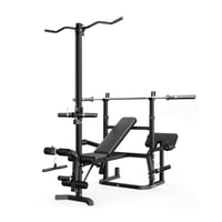Image 1 of Weight Bench with Barbell Rack and Biceps and Leg Extension &amp; Curl Station Z3
