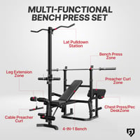 Image 2 of Weight Bench with Barbell Rack and Biceps and Leg Extension &amp; Curl Station Z3