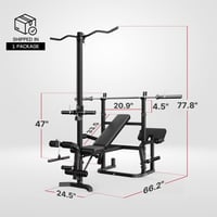 Image 3 of Weight Bench with Barbell Rack and Biceps and Leg Extension &amp; Curl Station Z3