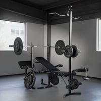 Image 4 of Weight Bench with Barbell Rack and Biceps and Leg Extension &amp; Curl Station Z3