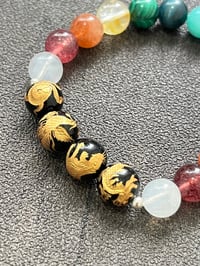 Image 4 of Gold-Carved Four Divine Beasts  x Seven Chakra  Bracelet 10mm