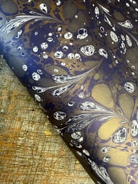 Image 3 of One-of-a-kind hand marbled paper  - 'White Feathers' 