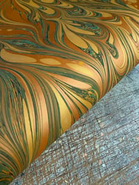 Image 2 of One-of-a-kind hand marbled paper  - 'Golden Caramel'