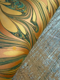 Image 3 of One-of-a-kind hand marbled paper  - 'Golden Caramel'