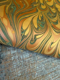 Image 5 of One-of-a-kind hand marbled paper  - 'Golden Caramel'