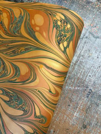 Image 8 of One-of-a-kind hand marbled paper  - 'Golden Caramel'