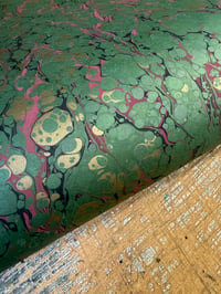 Image 1 of One-of-a-kind hand marbled paper  - 'Aloe'