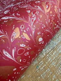 Image 4 of One-of-a-kind hand marbled paper  - 'Cherry Delight'
