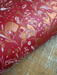 Image 1 of One-of-a-kind hand marbled paper  - 'Cherry Delight'