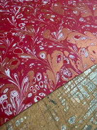 Image 5 of One-of-a-kind hand marbled paper  - 'Cherry Delight'