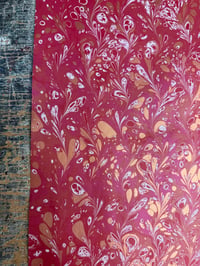 Image 8 of One-of-a-kind hand marbled paper  - 'Cherry Delight'