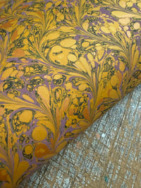 Image 2 of One-of-a-kind hand marbled paper  - 'Golden Garden'
