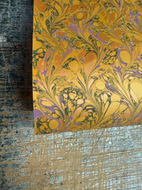 Image 3 of One-of-a-kind hand marbled paper  - 'Golden Garden'