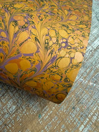 Image 4 of One-of-a-kind hand marbled paper  - 'Golden Garden'