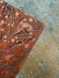 Image 7 of One-of-a-kind hand marbled paper  - 'Terracotta' 