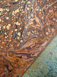 Image 8 of One-of-a-kind hand marbled paper  - 'Terracotta' 
