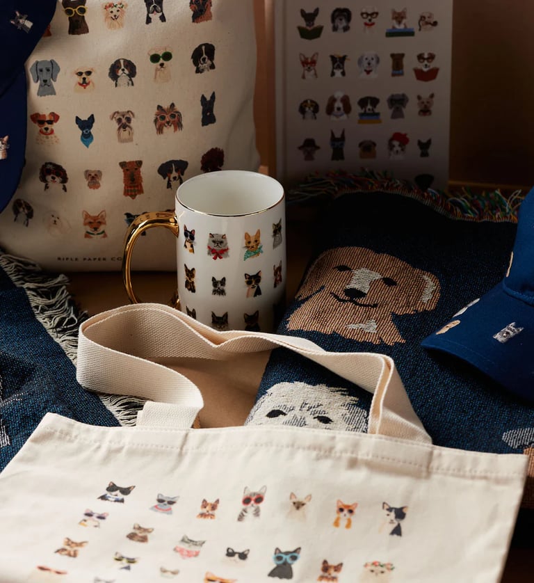 TOTE BAG CHATS OU CHIENS - RIFLE PAPER CO. (DEUX MODÈLES) Image 4