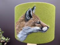 Image 2 of Fox on Green Needle Felt Lampshade 