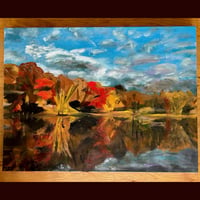 Image 1 of Autumn Lake Painting w/Be Here Now Lyrics