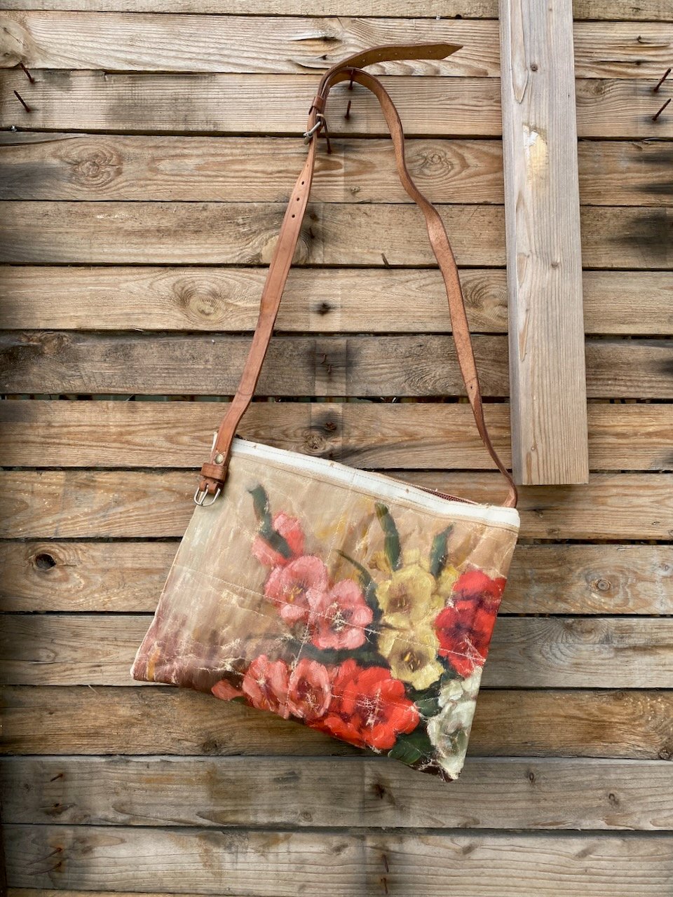 Image of one of a kind painting bag - gladiolus