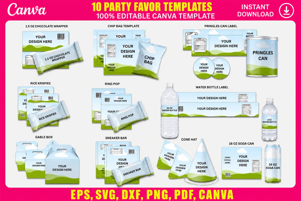 Image of 10 Party Favor Templates