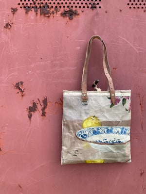Image of one of a kind painting bag - cherry blossom