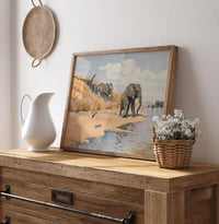Image 3 of “Elephants on the Riverbank” Wildlife Landscape Print