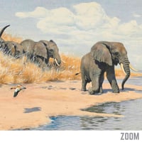 Image 5 of “Elephants on the Riverbank” Wildlife Landscape Print